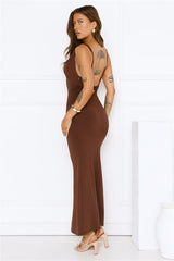 Rosé Routine Maxi Dress Brown