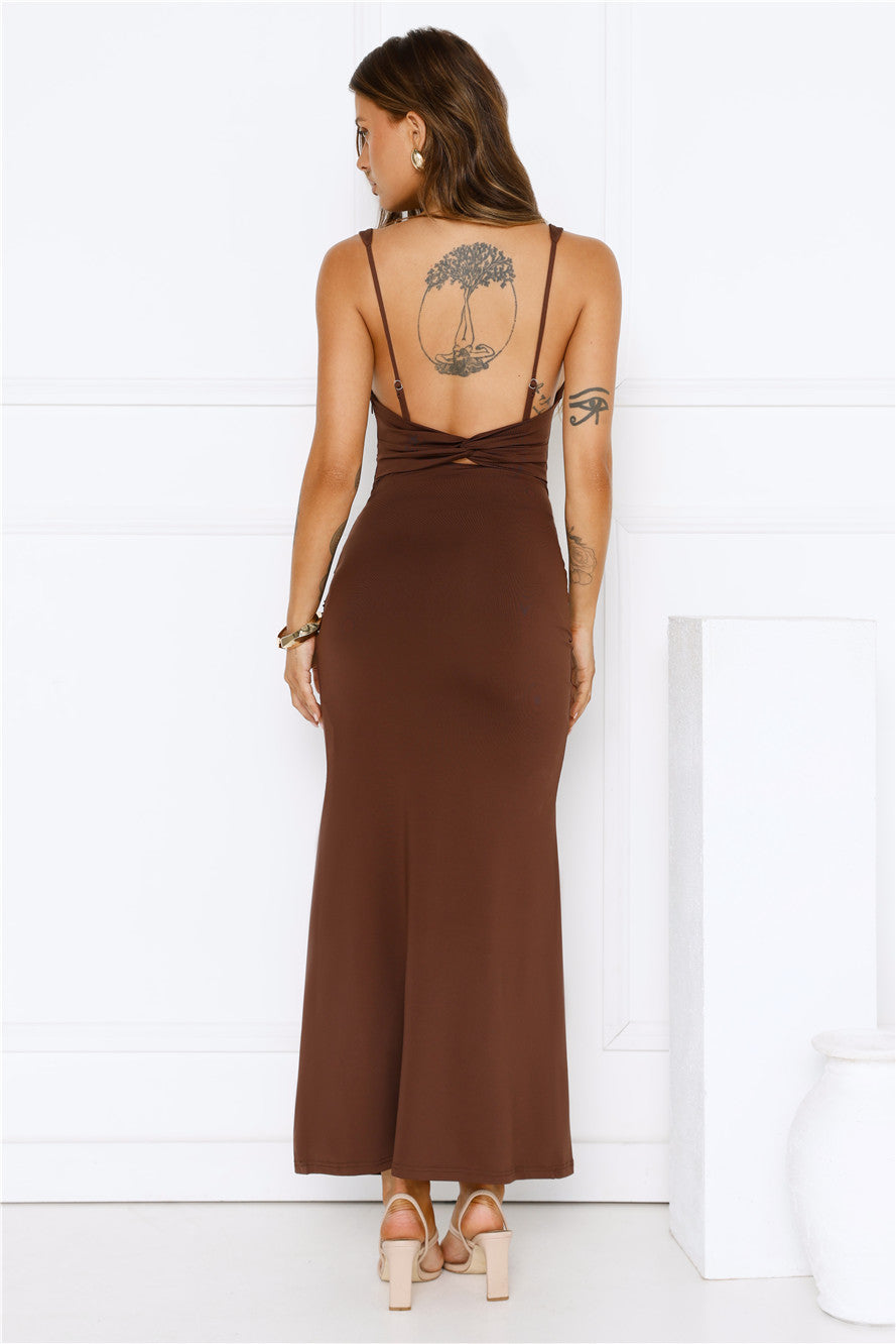 Rosé Routine Maxi Dress Brown