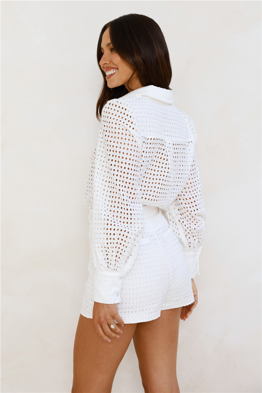 Simple Things Embroidered Shorts White