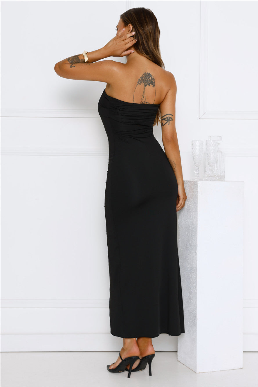 Sunshine Shuffle Strapless Maxi Dress Black