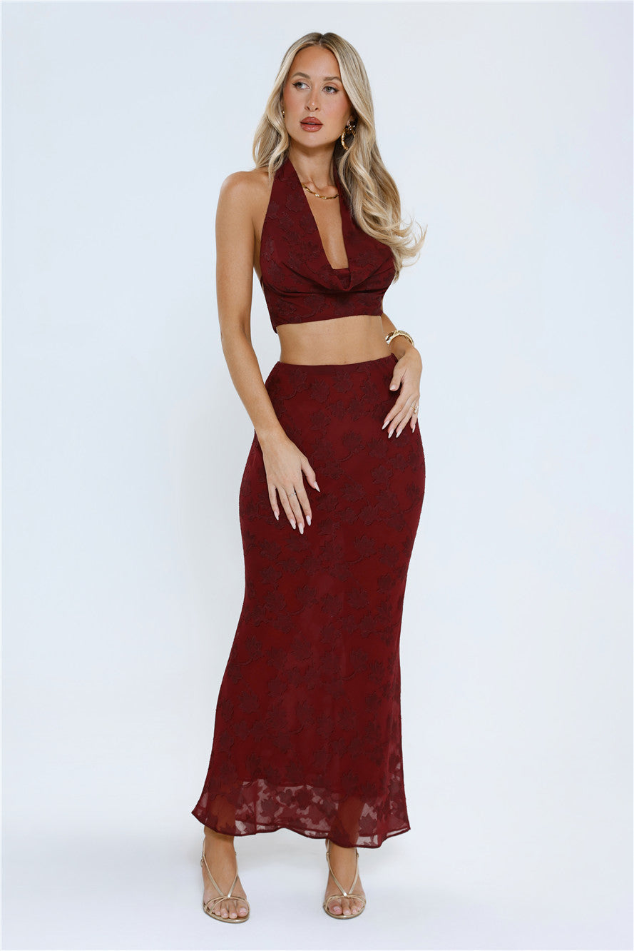 She's The Flame Halter Top Wine