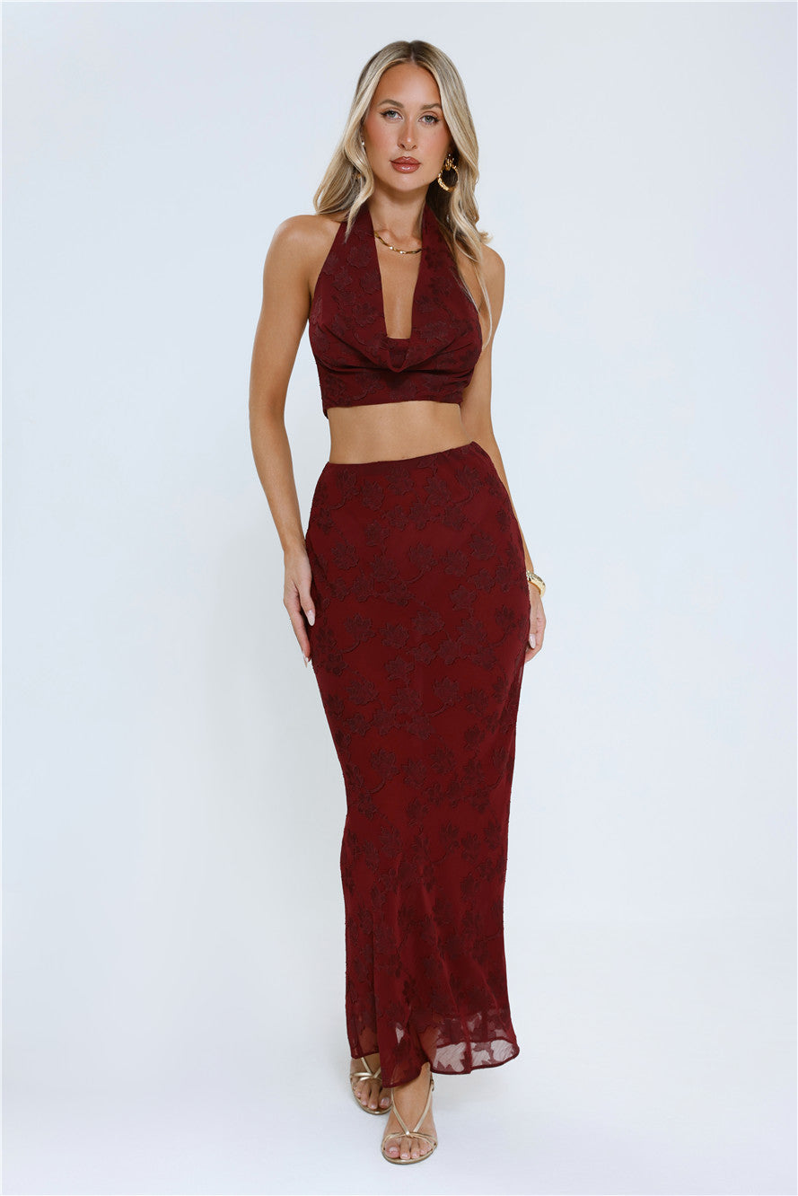 She's The Flame Halter Top Wine