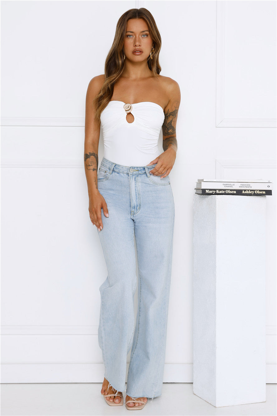 Sea Soundtrack Strapless Bodysuit White
