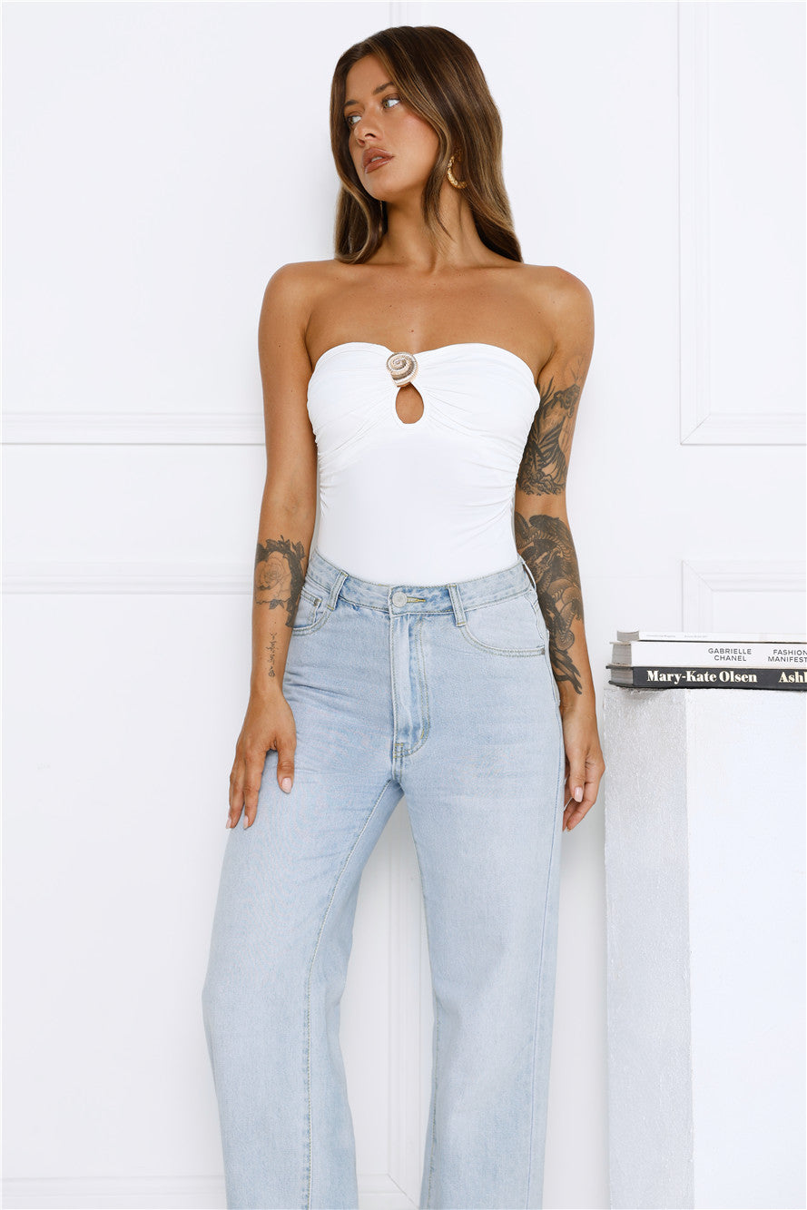 Sea Soundtrack Strapless Bodysuit White