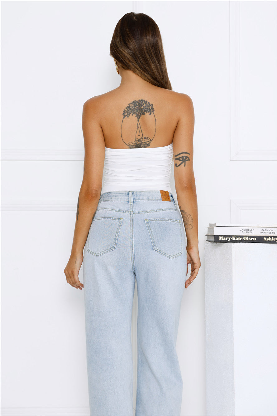 Sea Soundtrack Strapless Bodysuit White