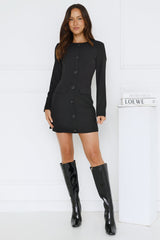 Winter Winner Long Sleeve Mini Dress Black