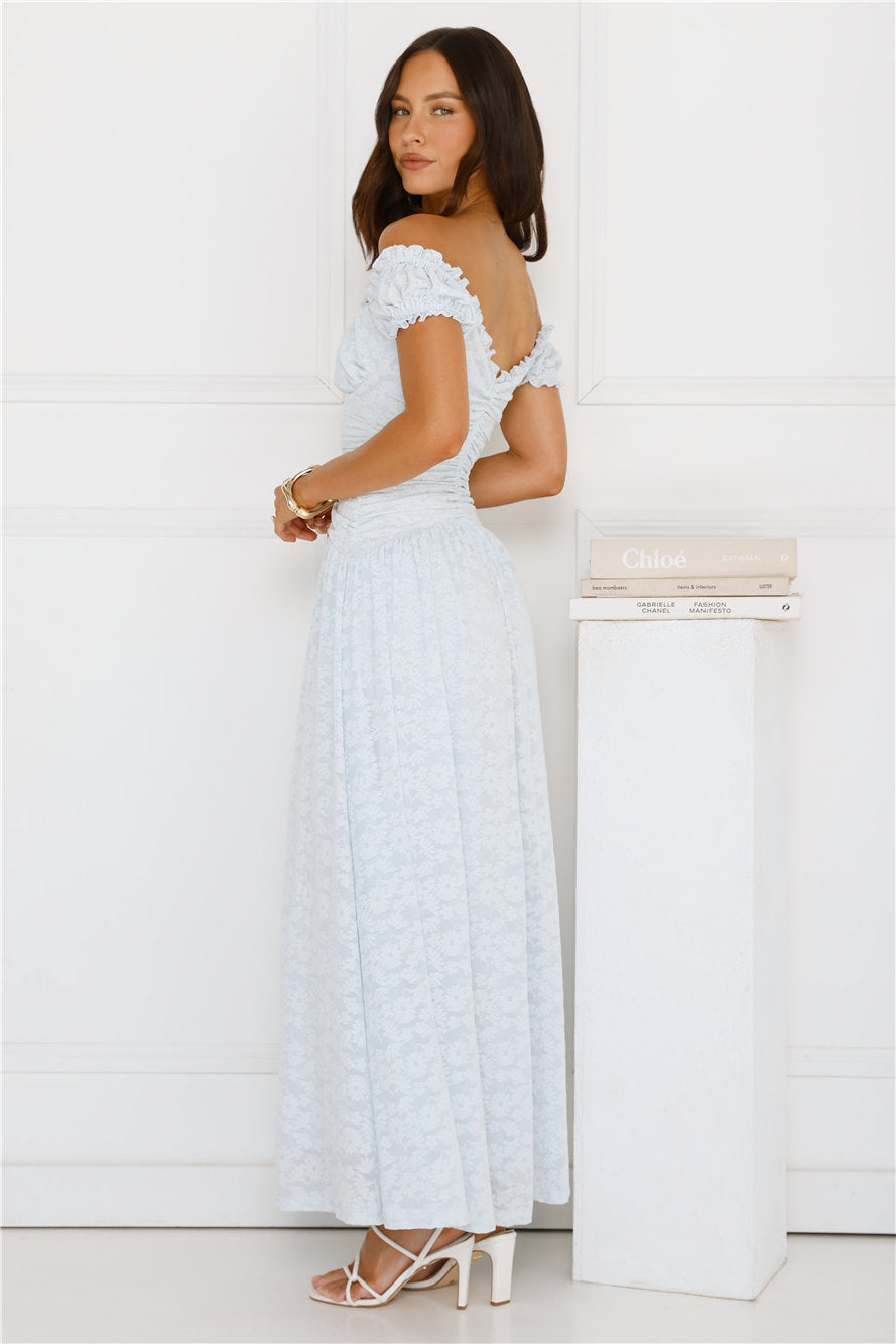 Soft Serve Off Shoulder Maxi Dress Blue