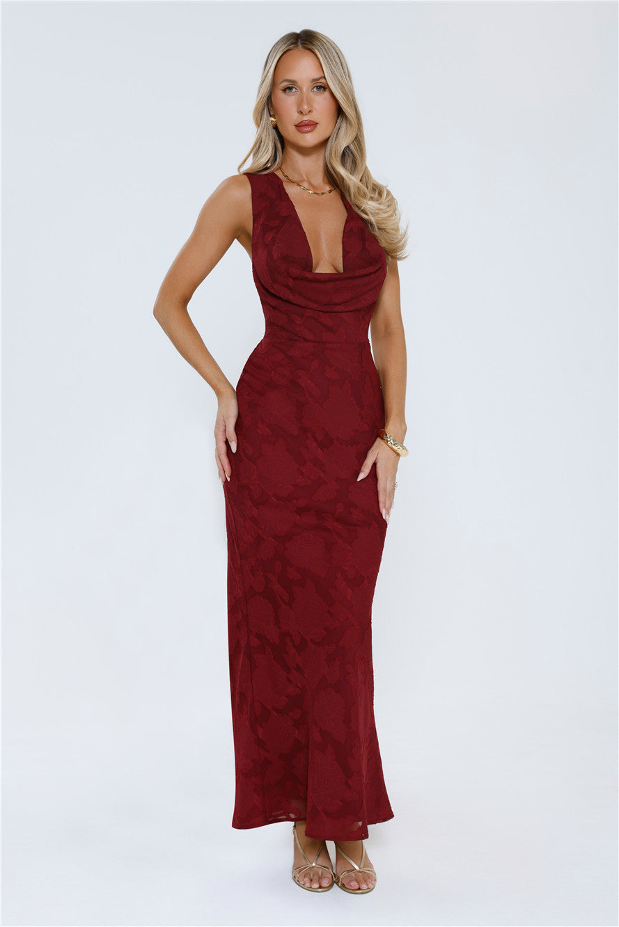 Lasting Luxuries Maxi Dress Wine