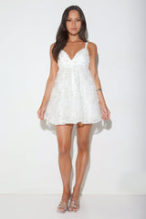 Silken Blossom Mini Dress White