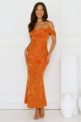 Good Fun Off Shoulder Maxi Dress Orange