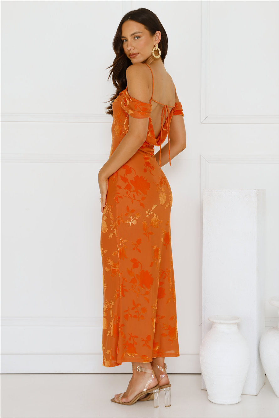Good Fun Off Shoulder Maxi Dress Orange