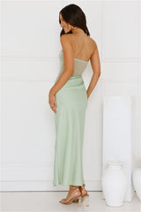 Sunbeam Serenade Strapless Mesh Maxi Dress Green