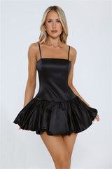 Social Season Satin Mini Dress Black