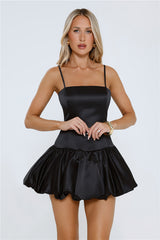 Social Season Satin Mini Dress Black