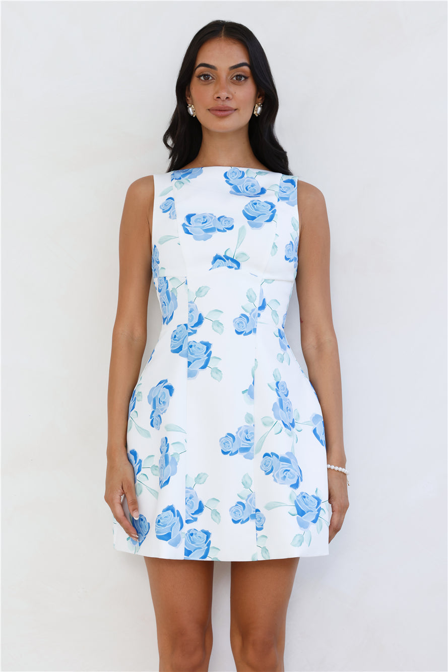 Rosy Horizon Mini Dress Blue