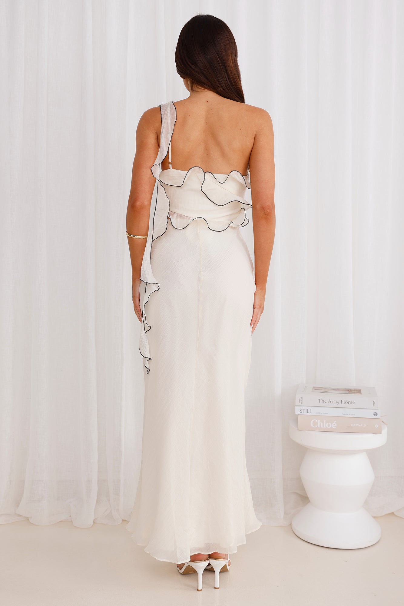 Cinematic Love One Shoulder Maxi Dress Cream