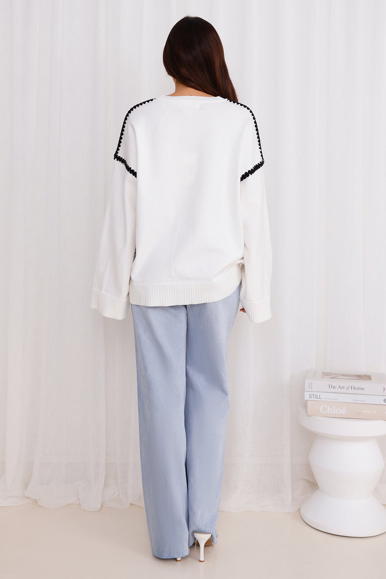 Warm Cottage Knit Sweater White