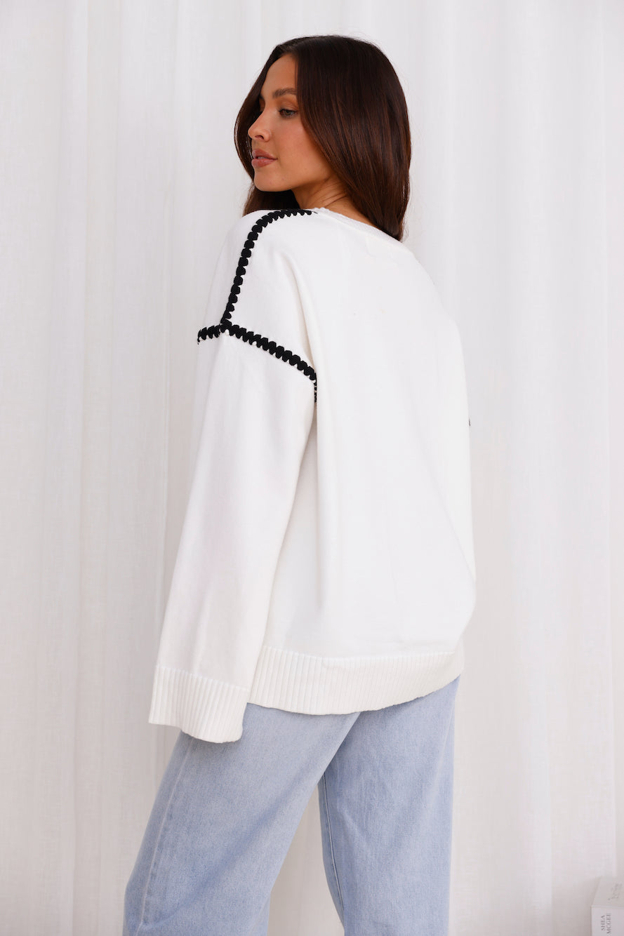 Warm Cottage Knit Sweater White