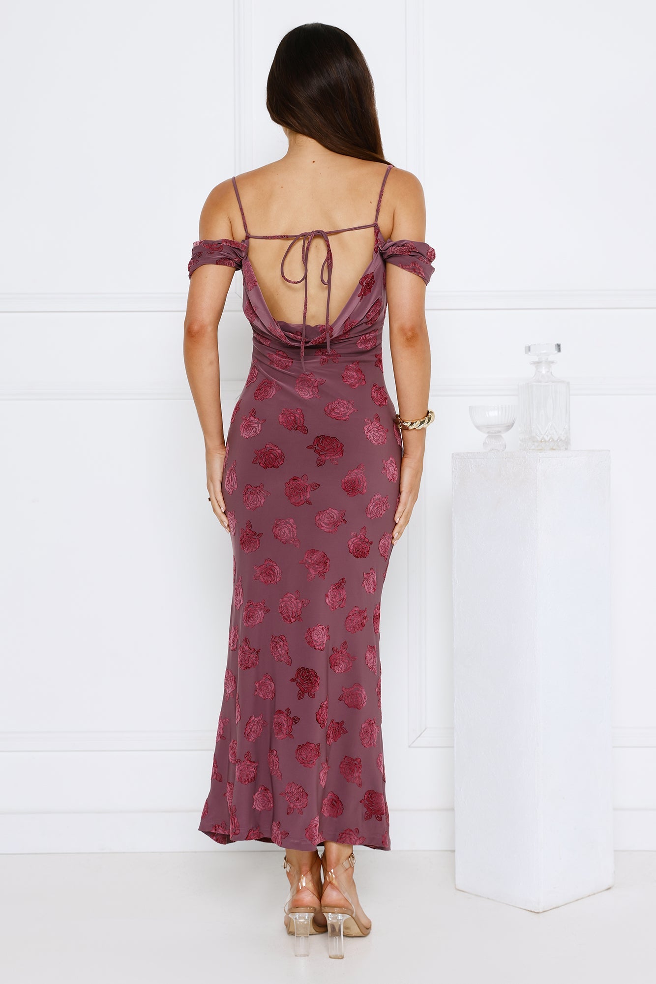 Petal Kiss Off Shoulder Maxi Dress Purple