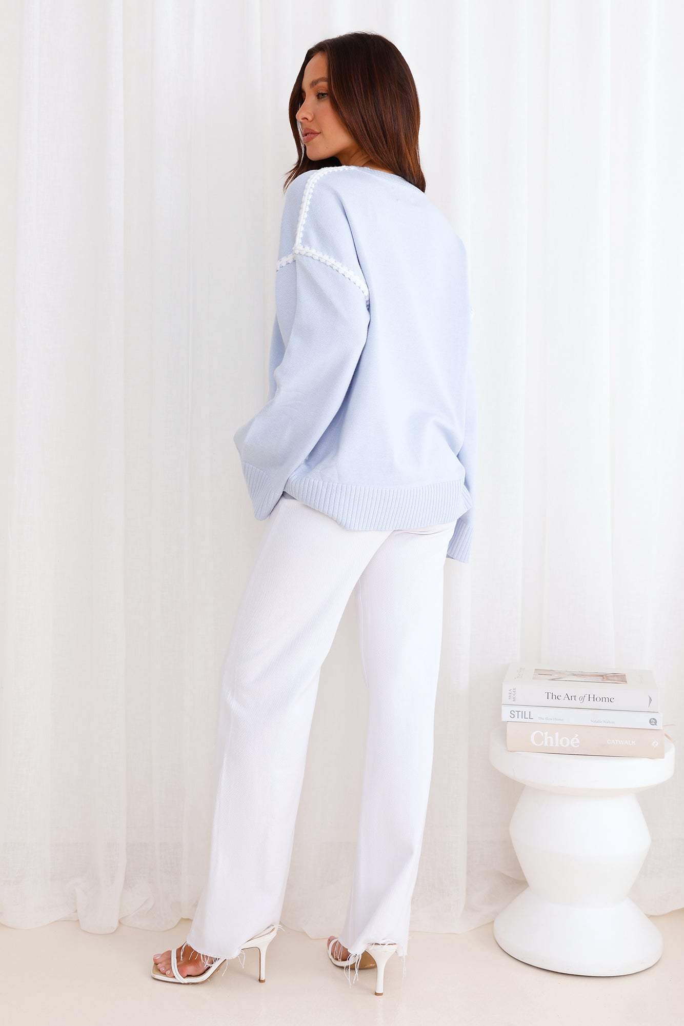 Warm Cottage Knit Sweater Blue