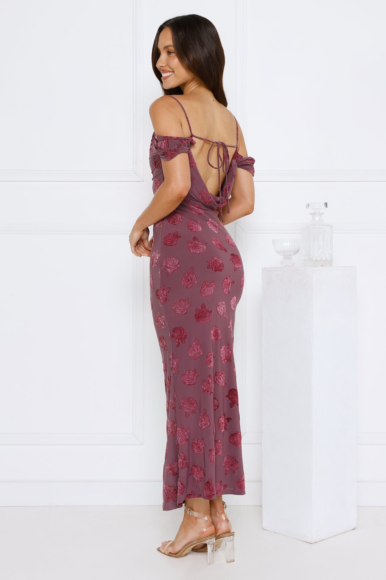 Petal Kiss Off Shoulder Maxi Dress Purple