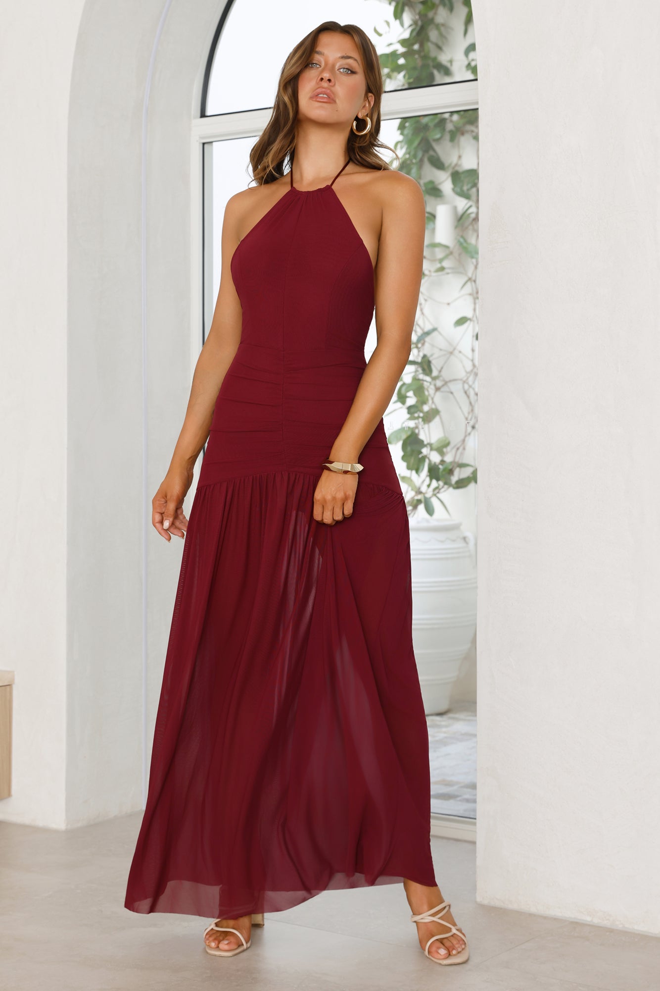 One To Remember Halter Maxi Dress Wine