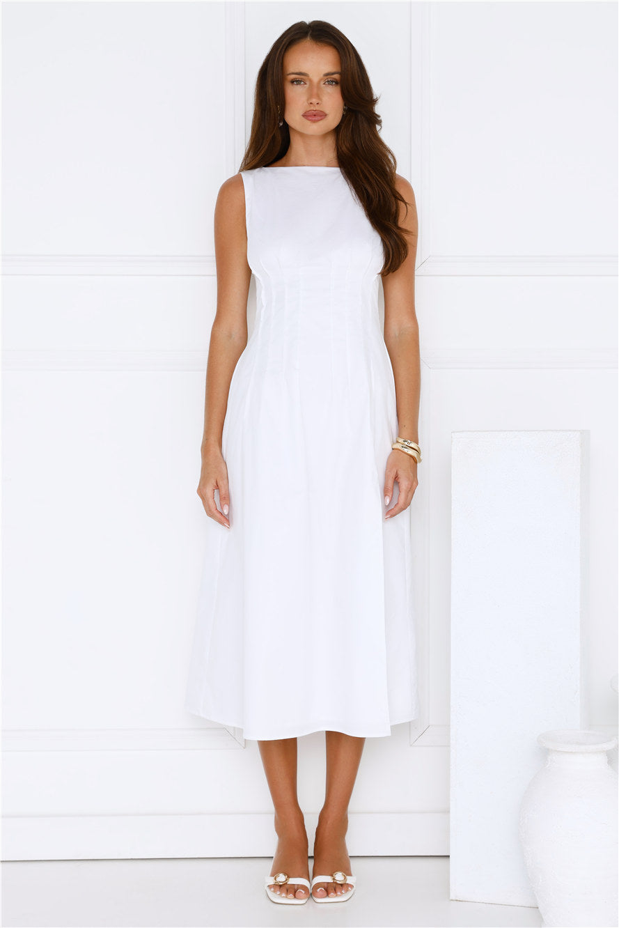 Sun Drenched Days Midi Dress White
