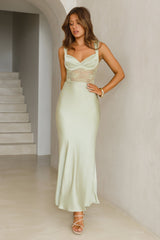 Permission To Party Satin Maxi Dress Sage