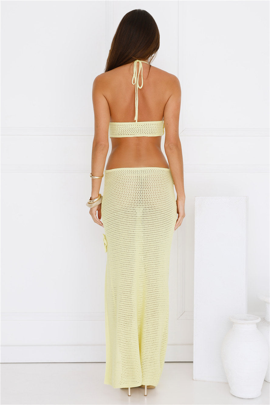 Monaco Sun Knit Halter Maxi Dress Yellow