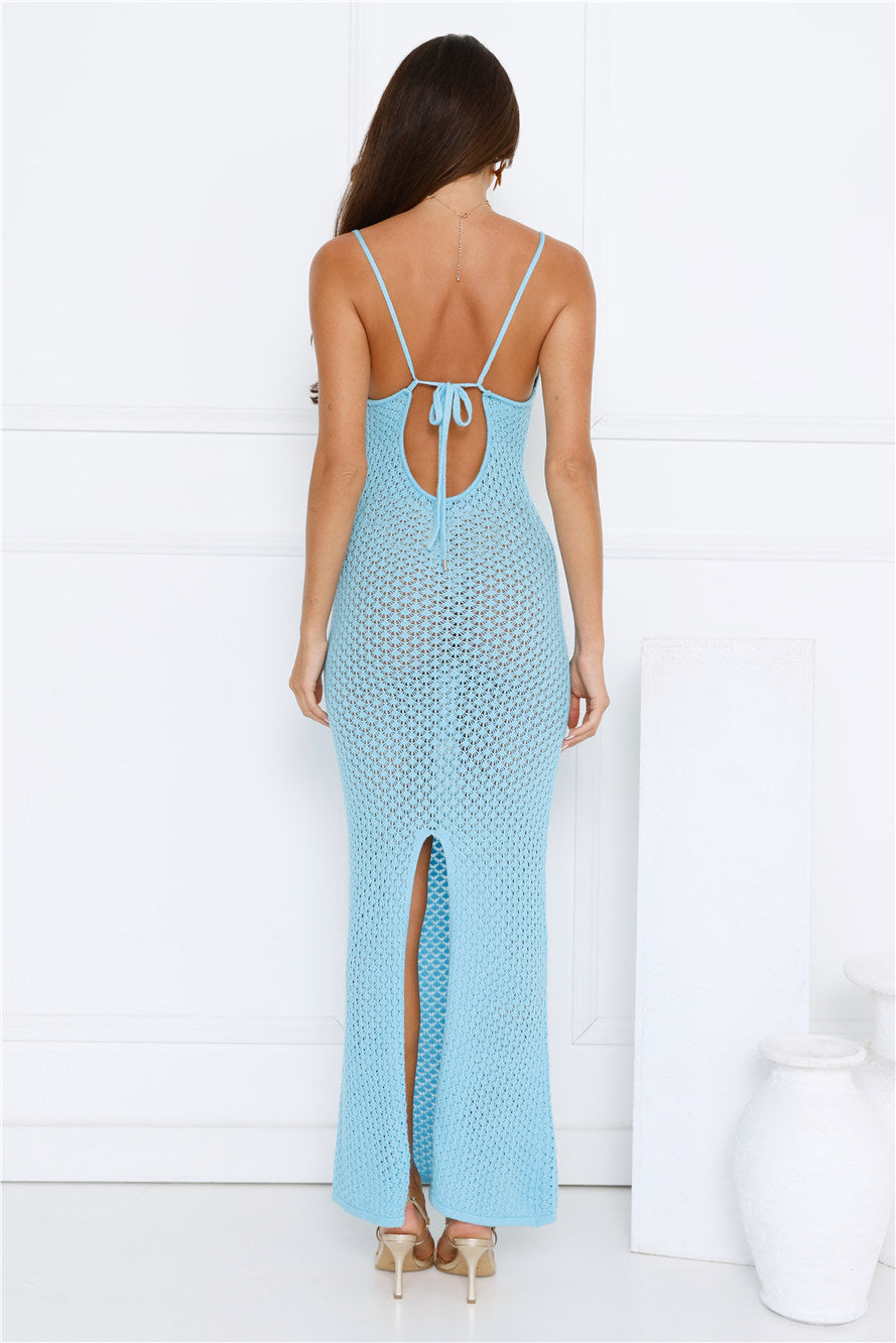 Ocean Breeze Knit Maxi Dress Aqua