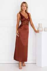 That Girl Theory Satin Maxi Dress Brown