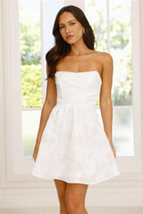 Midnight Shimmer Strapless Mini Dress White