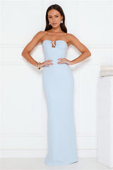 Lavish Lights Strapless Maxi Dress Blue
