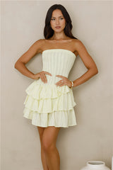 Run This Night Strapless Mini Dress Yellow