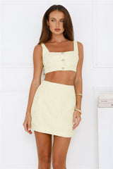Ultimate Desire Tweed Sequin Mini Skirt Yellow