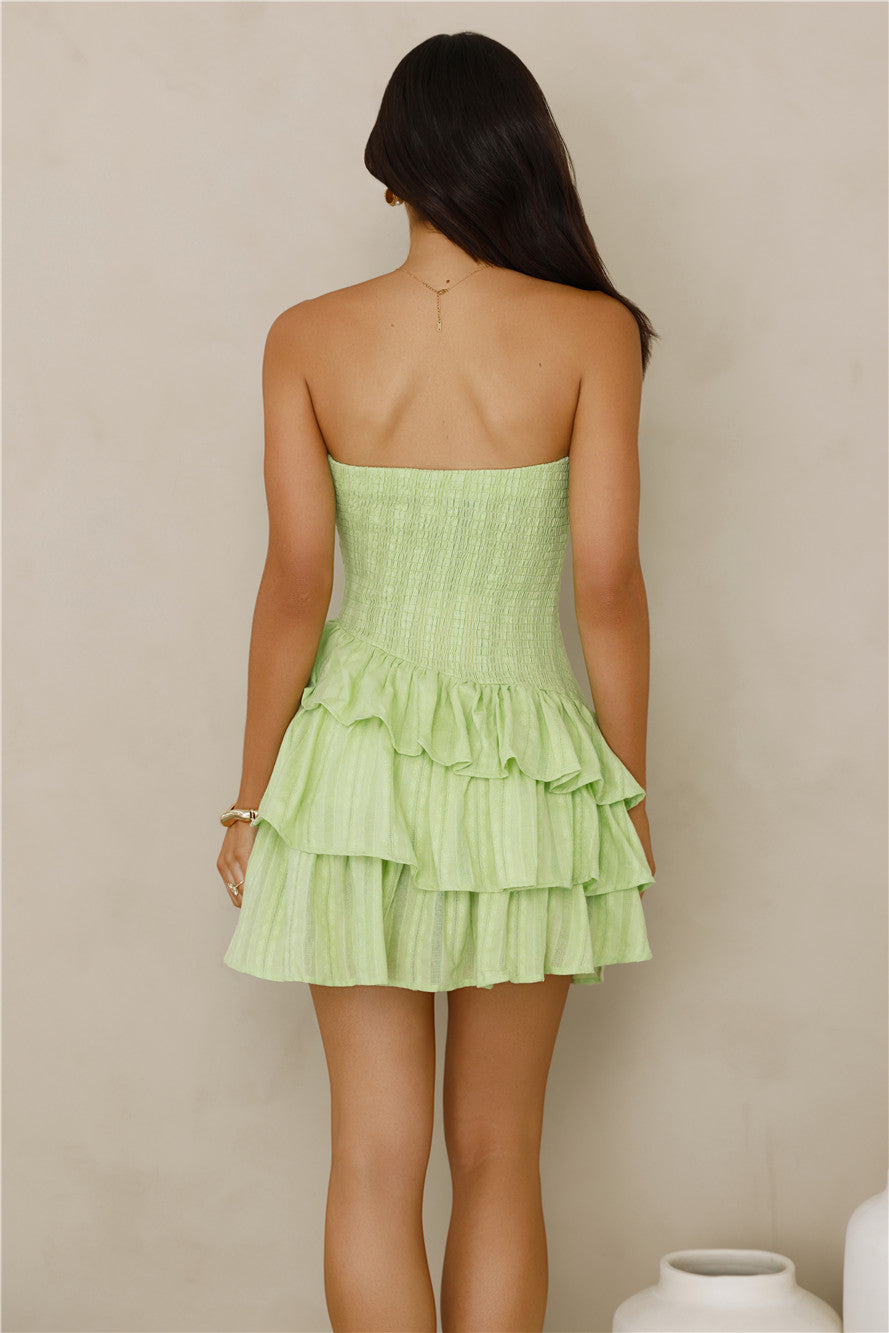 Run This Night Strapless Mini Dress Lime