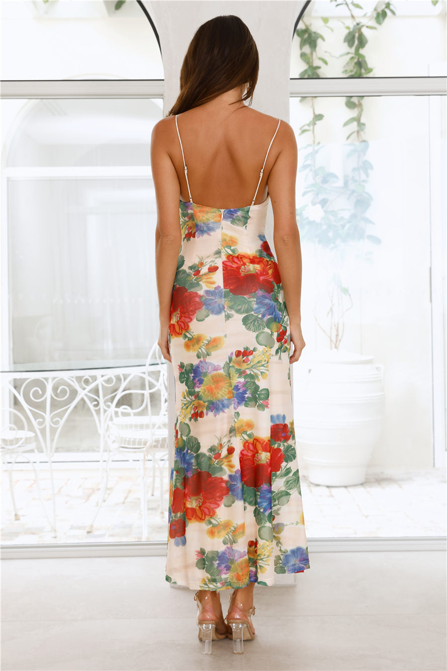 Vivid Allure Mesh Maxi Dress Print