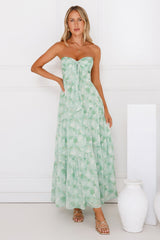 Meadow Whispers Strapless Maxi Dress Green