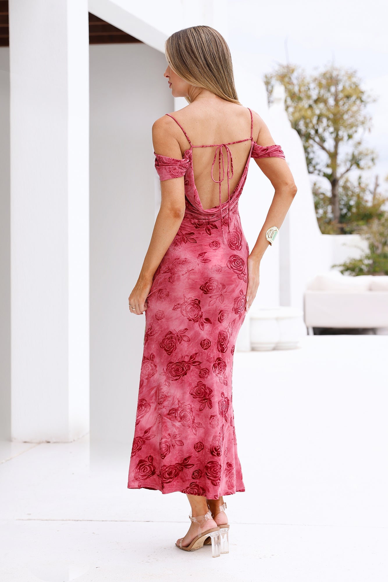 Mireille Off Shoulder Maxi Dress Pink
