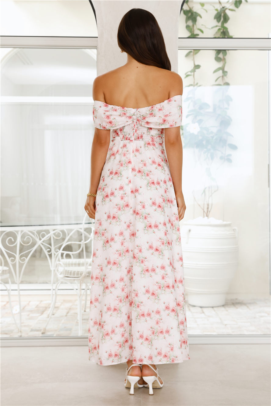 Pink Fantasy Off The Shoulder Maxi Dress Pink