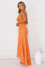 Garden Gems Halter Maxi Dress Orange