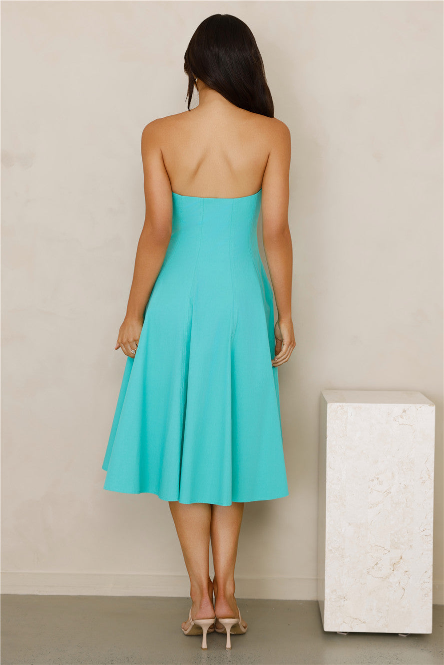 Luxe In London Strapless Midi Dress Green