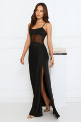 High Definition Satin Maxi Dress Black