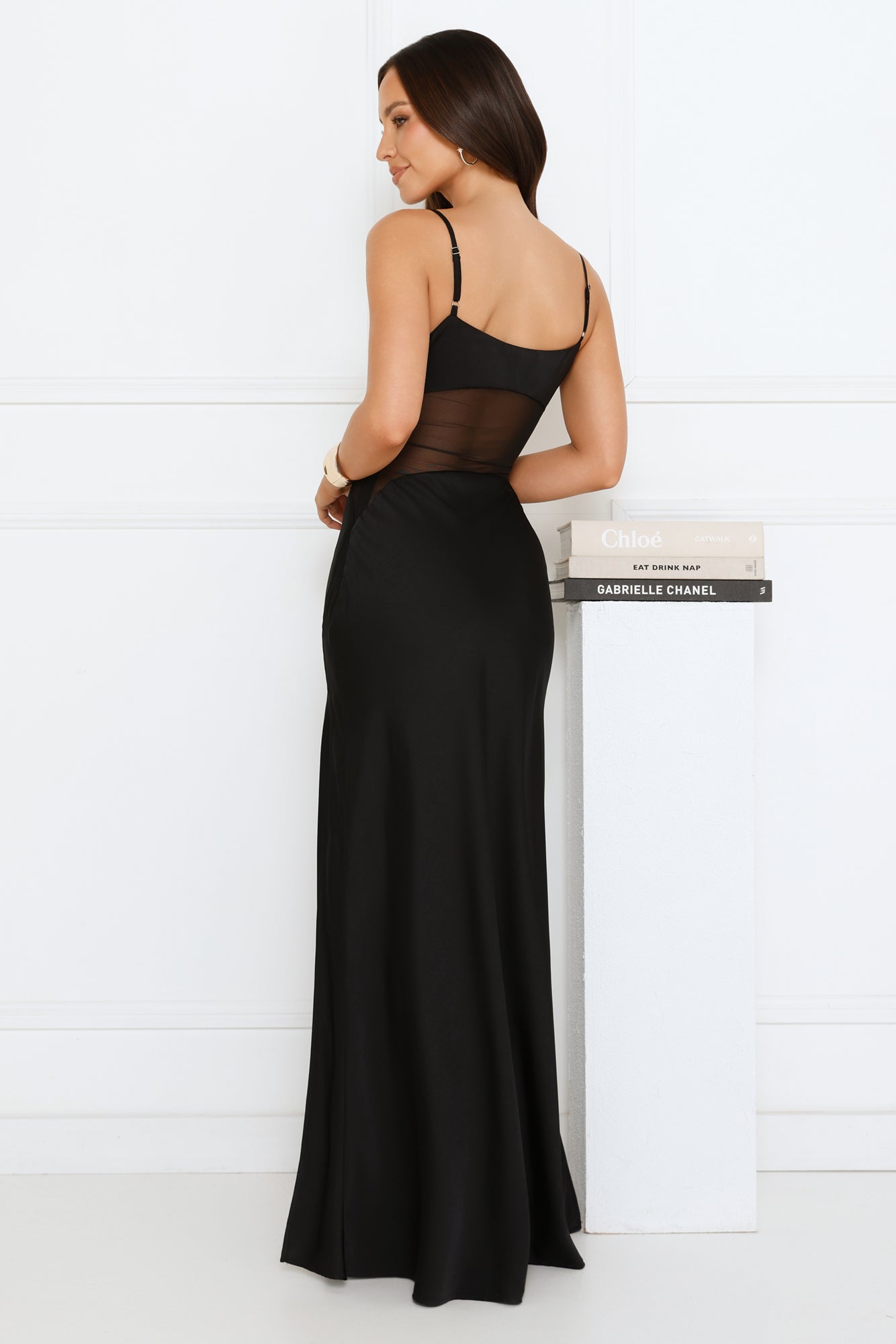 High Definition Satin Maxi Dress Black