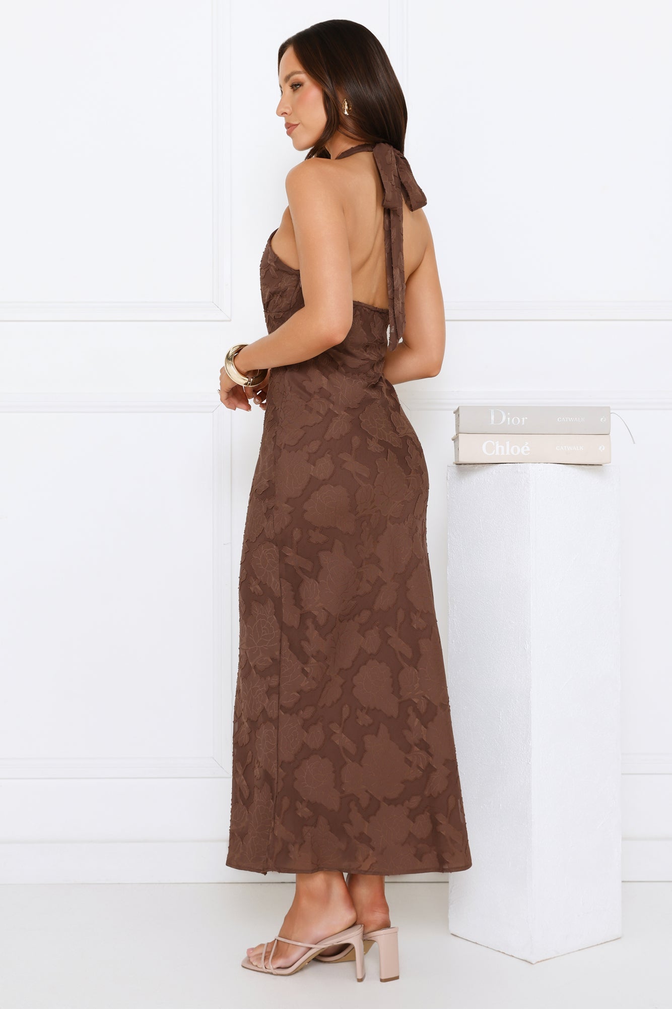 Legally Luxe Halter Maxi Dress Brown