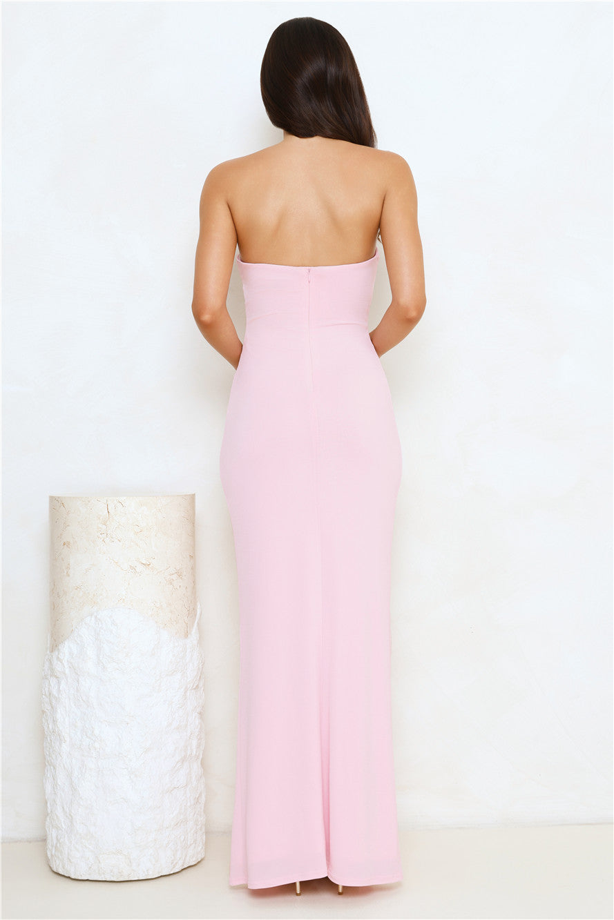 Seashore Dreaming Strapless Maxi Dress Pink