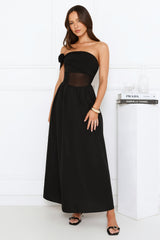 Luxe Whimsy Off Shoulder Maxi Dress Black