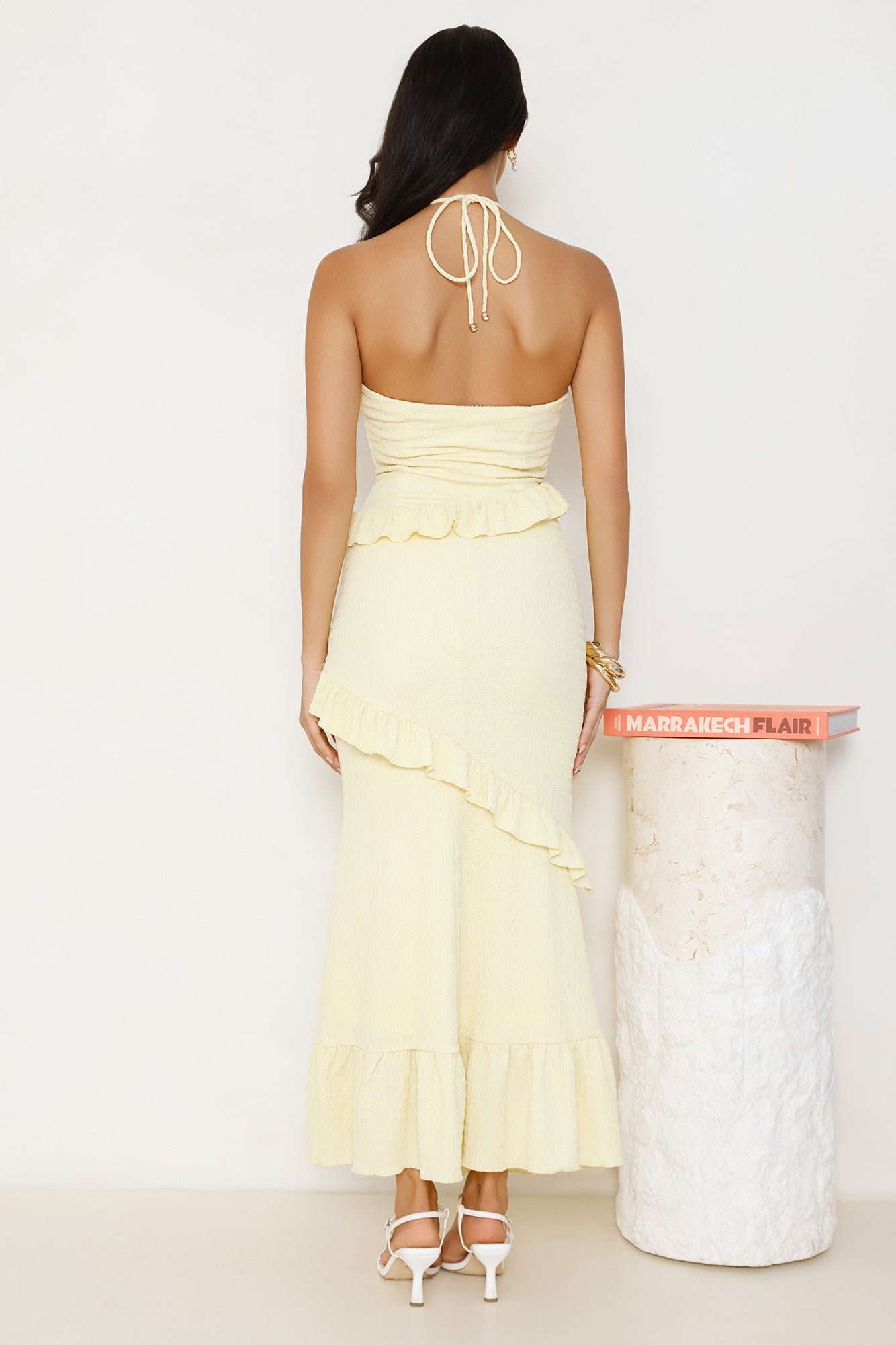 Mango Mojito Halter Maxi Dress Yellow