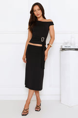 Starlit Muse Midi Skirt Black