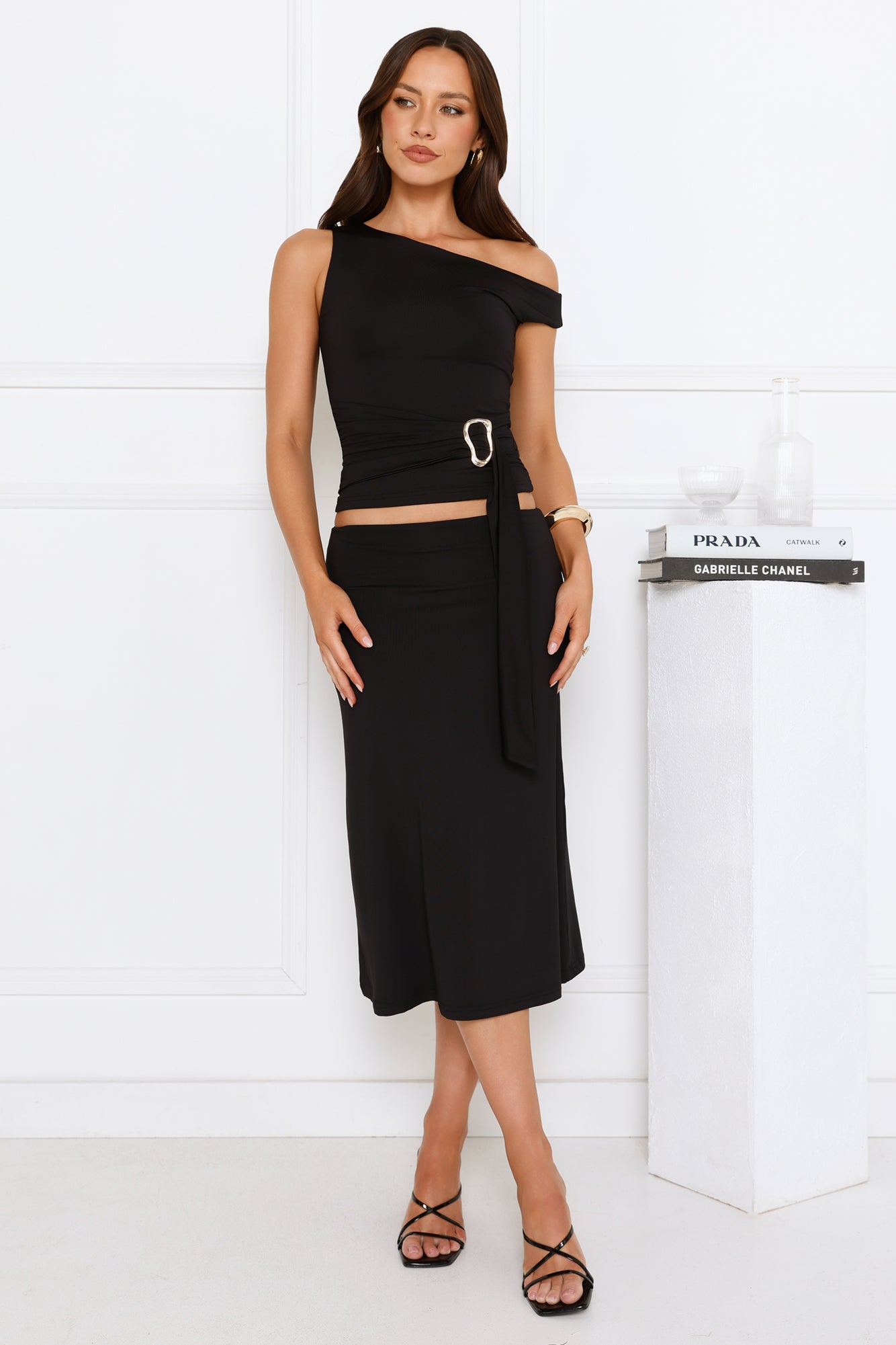 Starlit Muse Midi Skirt Black